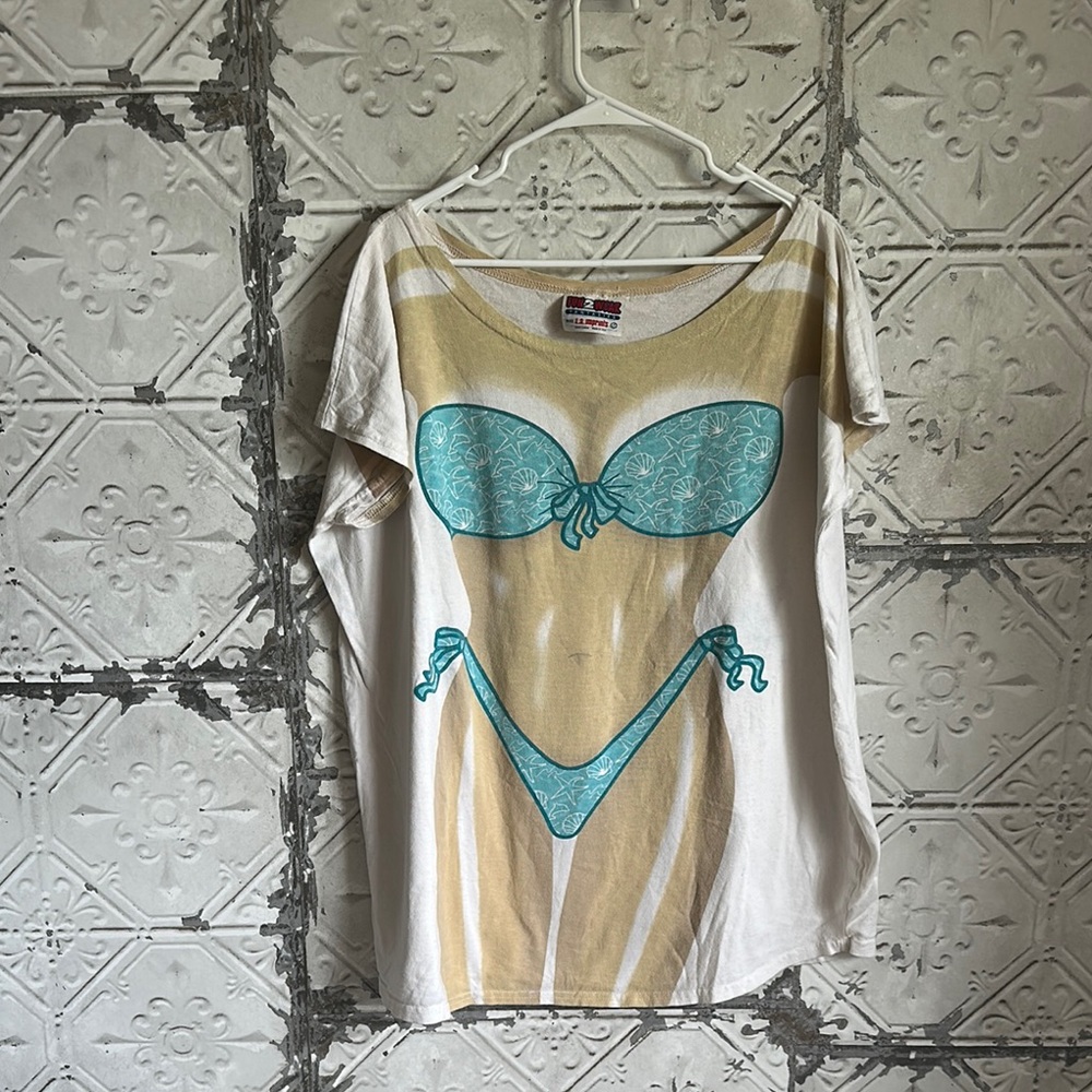 Vintage White and Teal Swim Coverup